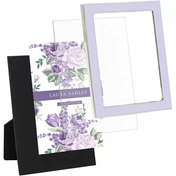 Laura Ashley 8x10 White Enamel Picture Frame, Silver Metal Edge with Easel, for Countertop, Counterspace, Tabletop Display, Bookshelf, Desk, Wall Décor, Photo Gallery