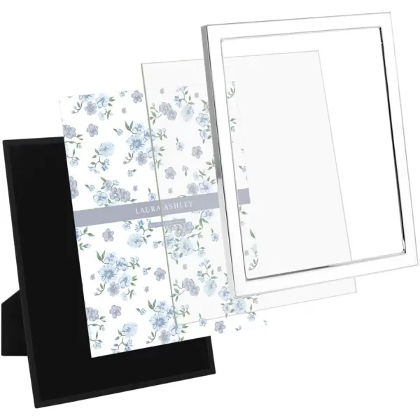 Laura Ashley 8x10 White Enamel Picture Frame, Silver Metal Edge with Easel, for Countertop, Counterspace, Tabletop Display, Bookshelf, Desk, Wall Décor, Photo Gallery