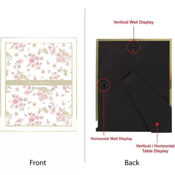 Laura Ashley 8x10 White Enamel Picture Frame, Silver Metal Edge with Easel, for Countertop, Counterspace, Tabletop Display, Bookshelf, Desk, Wall Décor, Photo Gallery