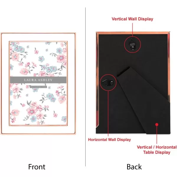 Laura Ashley 8x10 White Enamel Picture Frame, Silver Metal Edge with Easel, for Countertop, Counterspace, Tabletop Display, Bookshelf, Desk, Wall Décor, Photo Gallery