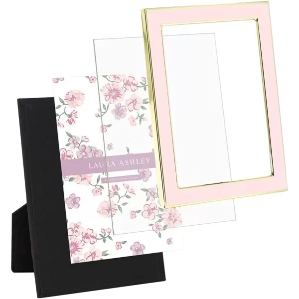 Laura Ashley 8x10 White Enamel Picture Frame, Silver Metal Edge with Easel, for Countertop, Counterspace, Tabletop Display, Bookshelf, Desk, Wall Décor, Photo Gallery