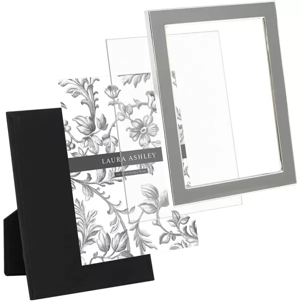 Laura Ashley 8x10 White Enamel Picture Frame, Silver Metal Edge with Easel, for Countertop, Counterspace, Tabletop Display, Bookshelf, Desk, Wall Décor, Photo Gallery