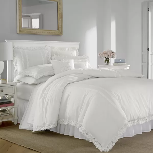 Laura Ashley Annabella Collection Perfect Decorative Throw Pillow, Premium Designer Quality, Decorative Pillow for Bedroom Living Room and Home Décor, 16x16, White