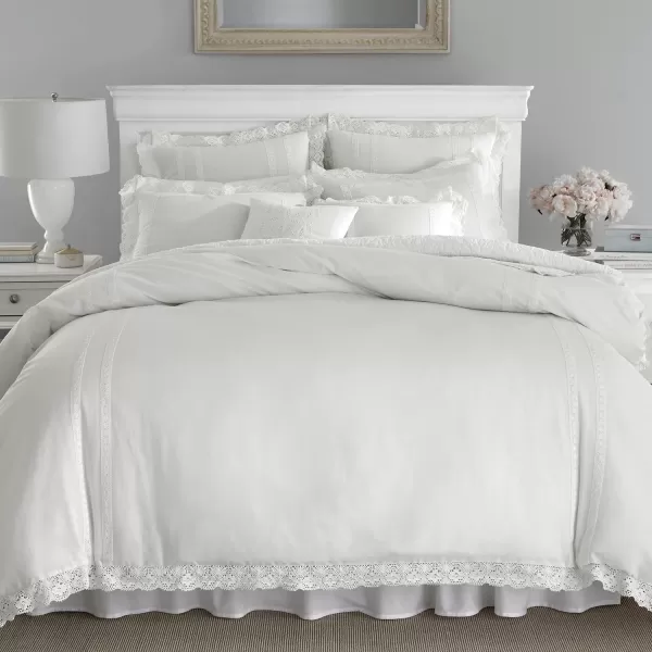 Laura Ashley Annabella Collection Perfect Decorative Throw Pillow, Premium Designer Quality, Decorative Pillow for Bedroom Living Room and Home Décor, 16x16, White