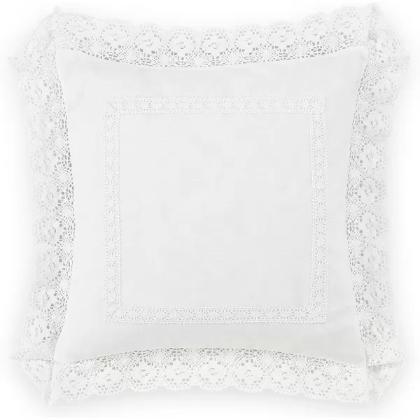 Laura Ashley Annabella Collection Perfect Decorative Throw Pillow, Premium Designer Quality, Decorative Pillow for Bedroom Living Room and Home Décor, 16x16, White
