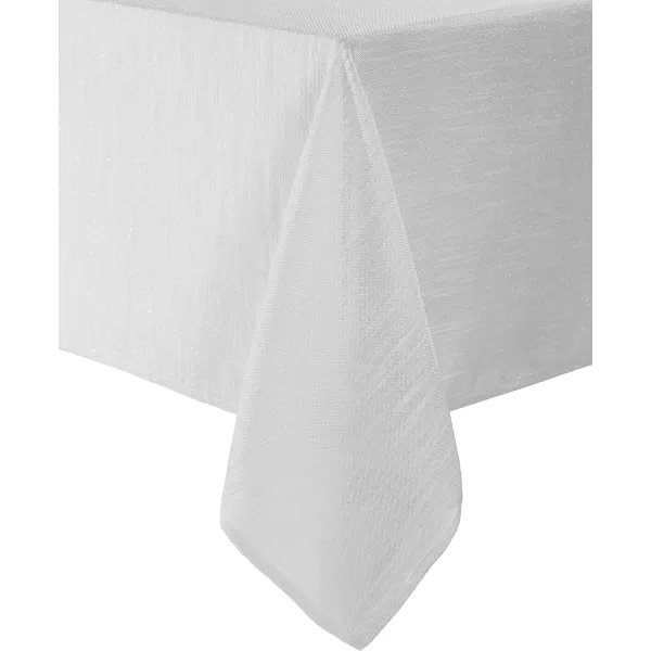 Laura Ashley Arabesque Luxurious Shimmery Fabric Tablecloth for Formal Dining, Holiday, Wedding or Party, 60" x 120", White