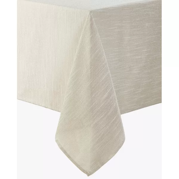 Laura Ashley Arabesque Luxurious Shimmery Fabric Tablecloth for Formal Dining, Holiday, Wedding or Party, 60" x 120", White