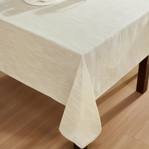 Laura Ashley Arabesque Luxurious Shimmery Fabric Tablecloth for Formal Dining, Holiday, Wedding or Party, 60" x 120", White