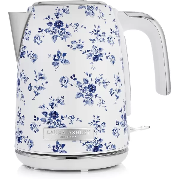 Laura Ashley China Rose Cordless Jug Kettle 1.7 Liter by VQ | Energy Efficient 3KW Rapid Boil Stainless Steel Electric Kettle for Boiling Water | Overheating &amp; Boil Dry Protection Electric Tea Kettle