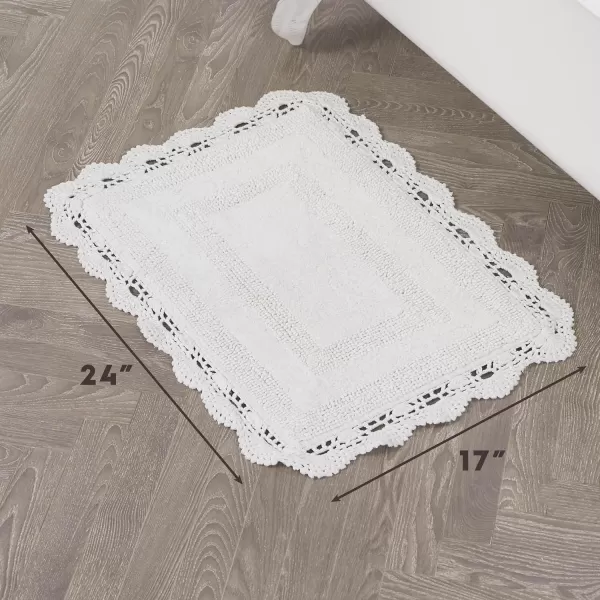 Laura Ashley Crochet Cotton 17x24 in. Bath Rug, Indigo