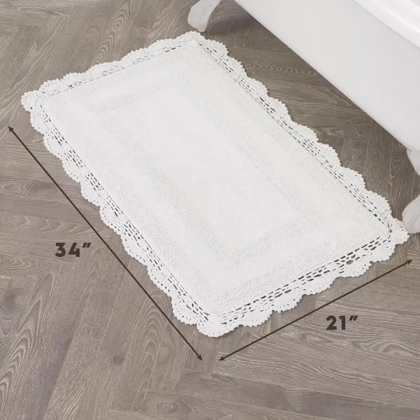 Laura Ashley Crochet Cotton 17x24 in. Bath Rug, Indigo