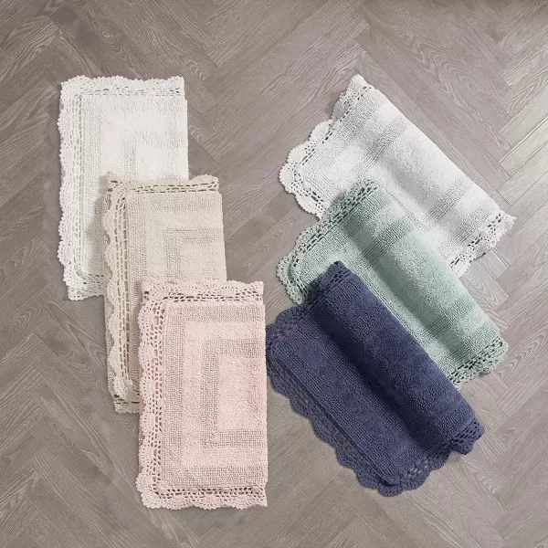 Laura Ashley Crochet Cotton 17x24 in. Bath Rug, Indigo