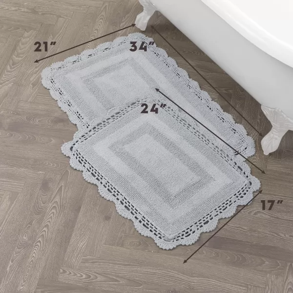 Laura Ashley Crochet Cotton 17x24 in. Bath Rug, Indigo