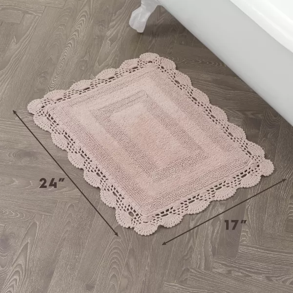 Laura Ashley Crochet Cotton 17x24 in. Bath Rug, Indigo