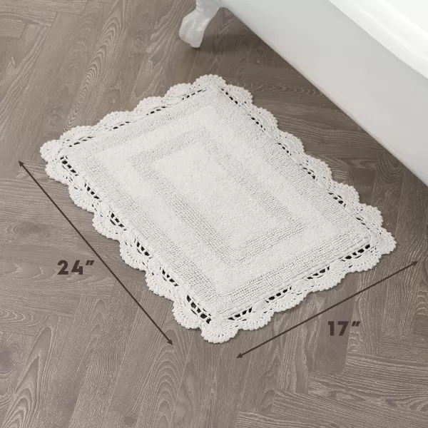 Laura Ashley Crochet Cotton 17x24 in. Bath Rug, Indigo