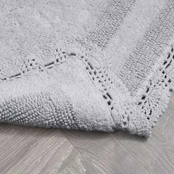 Laura Ashley Crochet Cotton 17x24 in. Bath Rug, Indigo