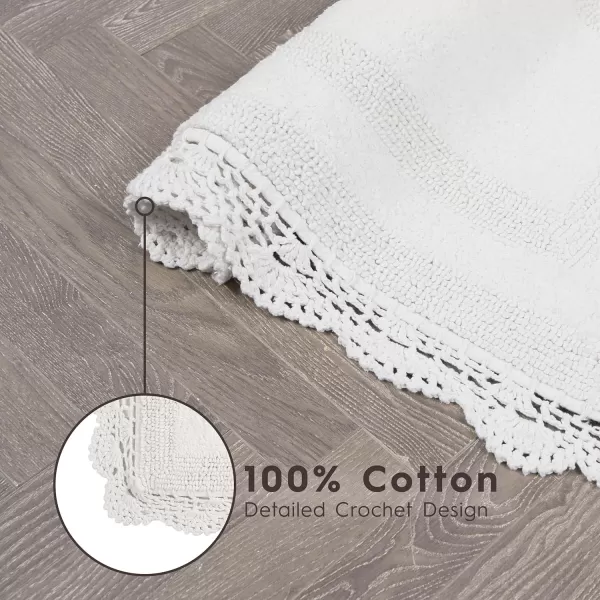 Laura Ashley Crochet Cotton 17x24 in. Bath Rug, Indigo