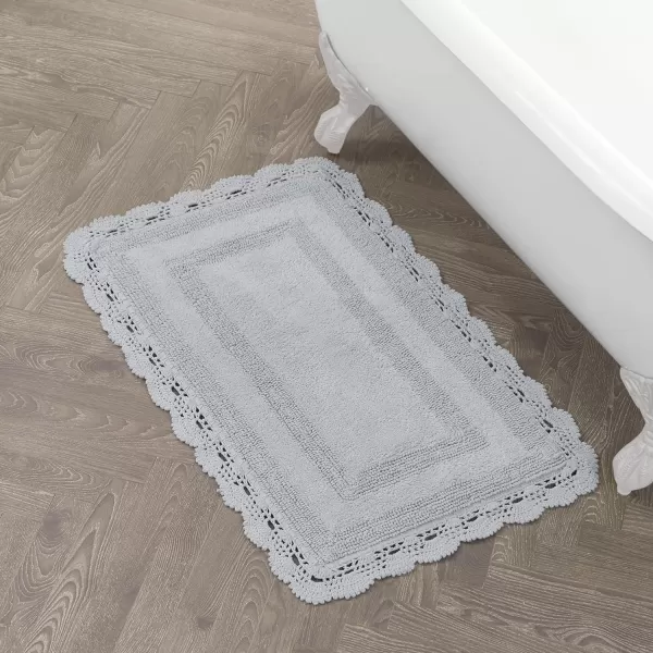 Laura Ashley Crochet Cotton 17x24 in. Bath Rug, Indigo