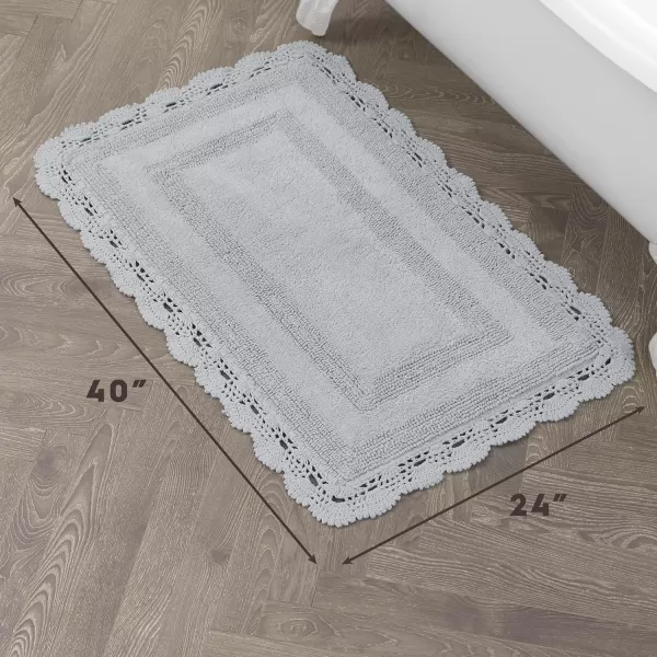 Laura Ashley Crochet Cotton 17x24 in. Bath Rug, Indigo