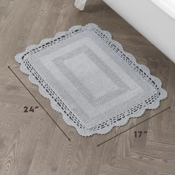 Laura Ashley Crochet Cotton 17x24 in. Bath Rug, Indigo