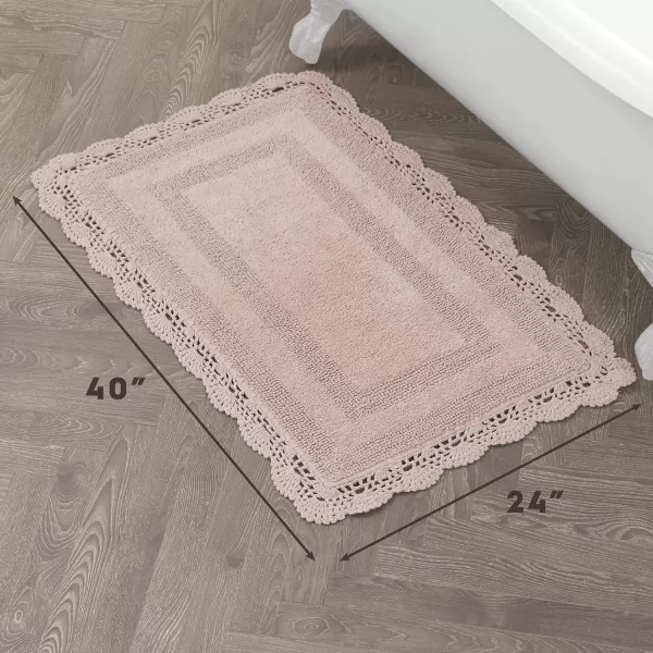Laura Ashley Crochet Cotton 17x24 in. Bath Rug, Indigo