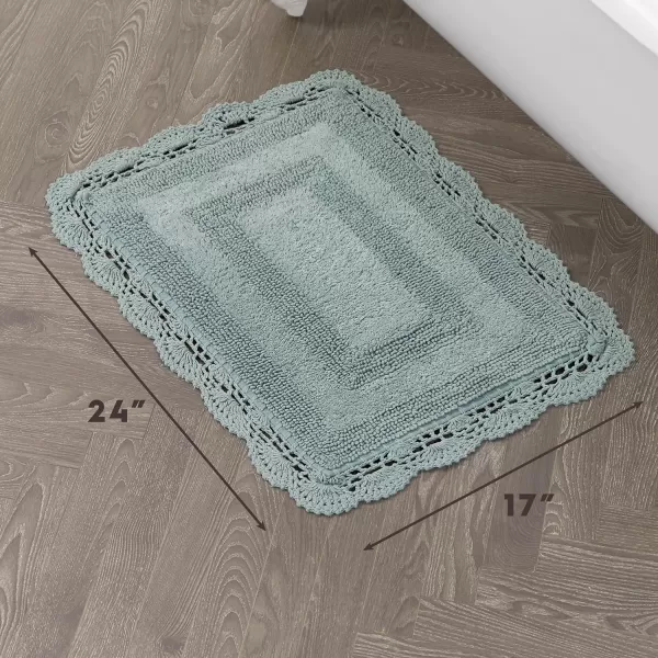 Laura Ashley Crochet Cotton 17x24 in. Bath Rug, Indigo