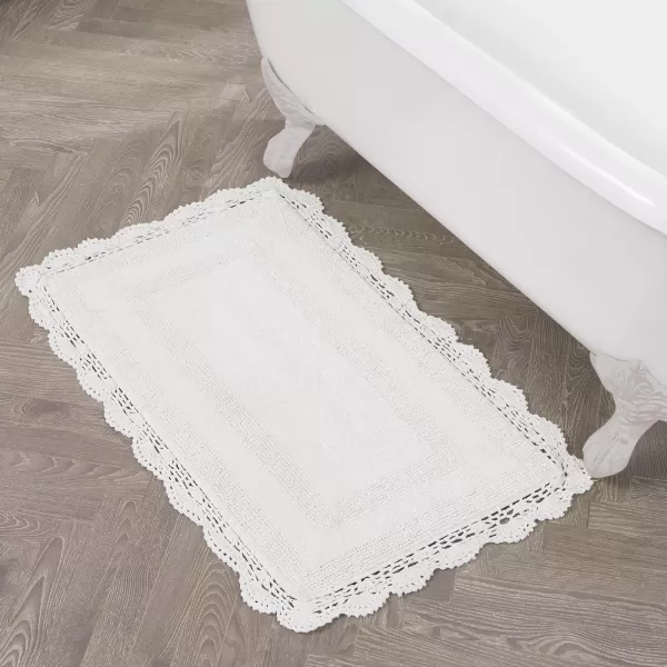 Laura Ashley Crochet Cotton 17x24 in. Bath Rug, Indigo