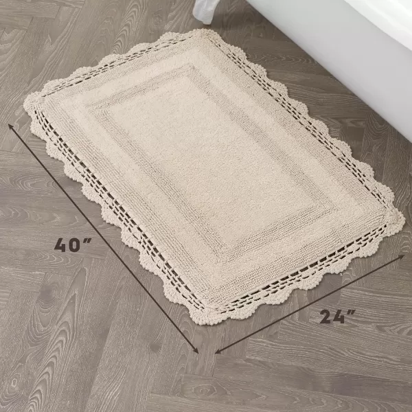 Laura Ashley Crochet Cotton 17x24 in. Bath Rug, Indigo