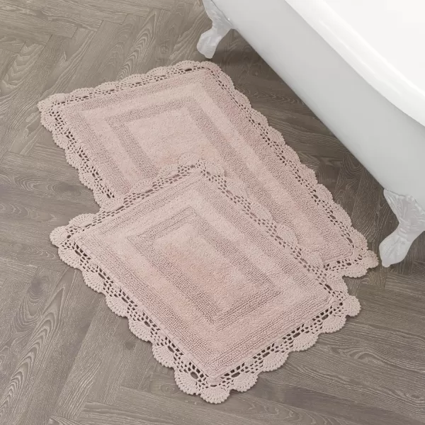 Laura Ashley Crochet Cotton 17x24 in. Bath Rug, Indigo