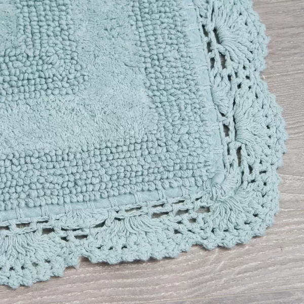 Laura Ashley Crochet Cotton 17x24 in. Bath Rug, Indigo