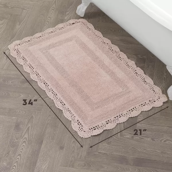 Laura Ashley Crochet Cotton 17x24 in. Bath Rug, Indigo