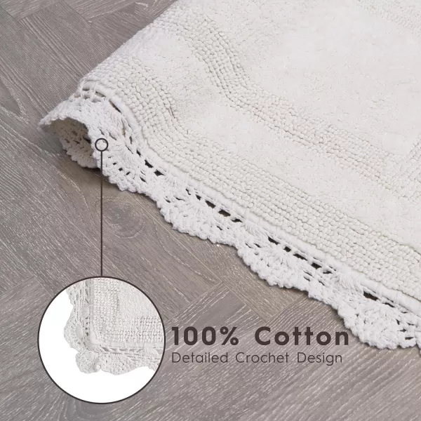 Laura Ashley Crochet Cotton 17x24 in. Bath Rug, Indigo