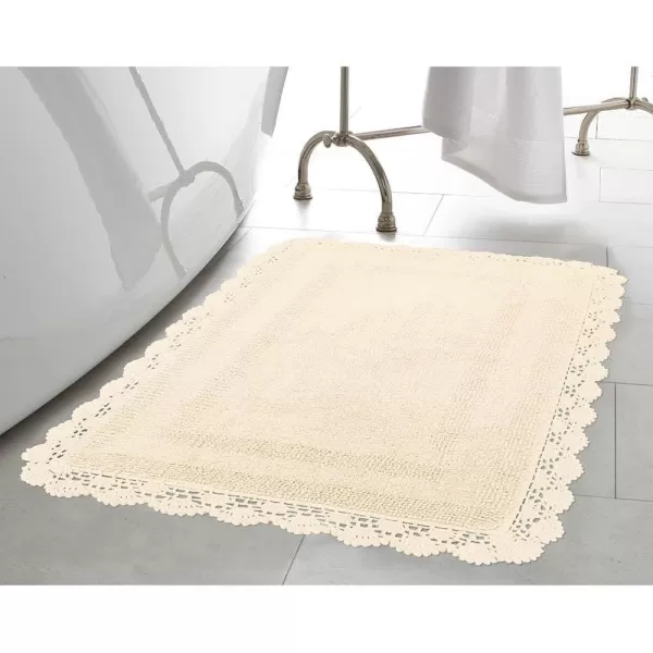 Laura Ashley Crochet Cotton 17x24 in. Bath Rug, Indigo