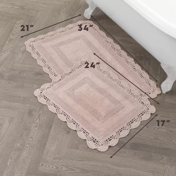 Laura Ashley Crochet Cotton 17x24 in. Bath Rug, Indigo