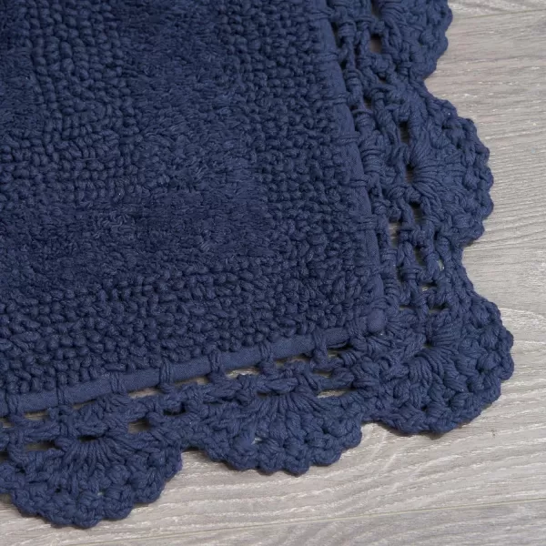Laura Ashley Crochet Cotton 17x24 in. Bath Rug, Indigo