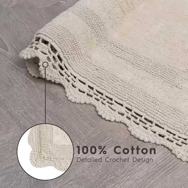 Laura Ashley Crochet Cotton 17x24 in. Bath Rug, Indigo