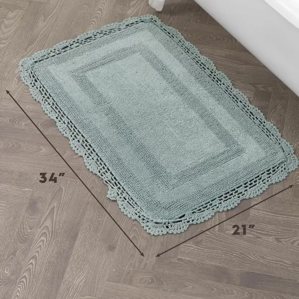 Laura Ashley Crochet Cotton 17x24 in. Bath Rug, Indigo