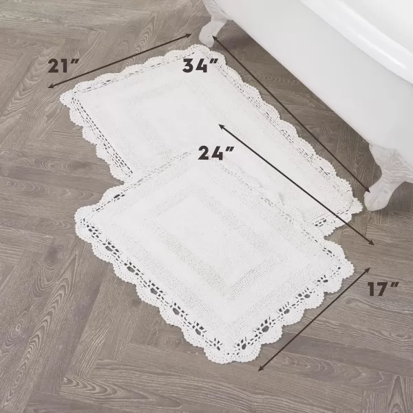 Laura Ashley Crochet Cotton 17x24 in. Bath Rug, Indigo