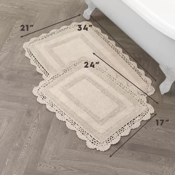 Laura Ashley Crochet Cotton 17x24 in. Bath Rug, Indigo