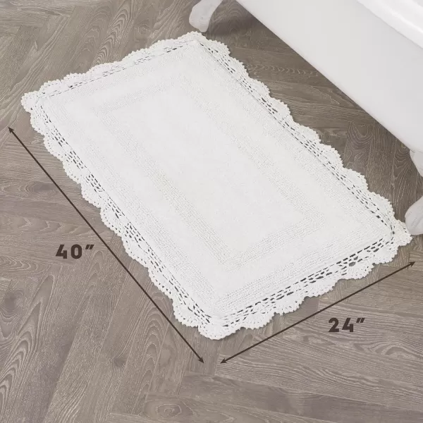 Laura Ashley Crochet Cotton 17x24 in. Bath Rug, Indigo