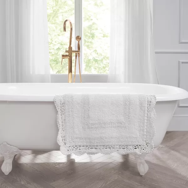 Laura Ashley Crochet Cotton 17x24 in. Bath Rug, Indigo
