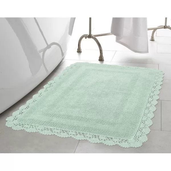 Laura Ashley Crochet Cotton 17x24 in. Bath Rug, Indigo