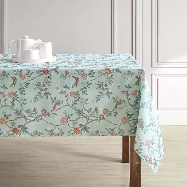 Laura Ashley Decorative Tablecloth, Wrinkle and Stain Resistant, Spillproof Water Repellant, Easy Care Washable Polyester Fabric for Dining, Kitchen, Holiday and Party, 70" Round, Cosmos