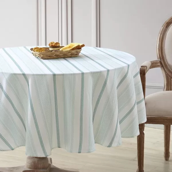Laura Ashley Decorative Tablecloth, Wrinkle and Stain Resistant, Spillproof Water Repellant, Easy Care Washable Polyester Fabric for Dining, Kitchen, Holiday and Party, 70" Round, Cosmos