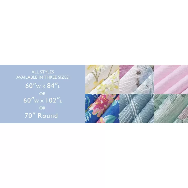 Laura Ashley Decorative Tablecloth, Wrinkle and Stain Resistant, Spillproof Water Repellant, Easy Care Washable Polyester Fabric for Dining, Kitchen, Holiday and Party, 70" Round, Cosmos