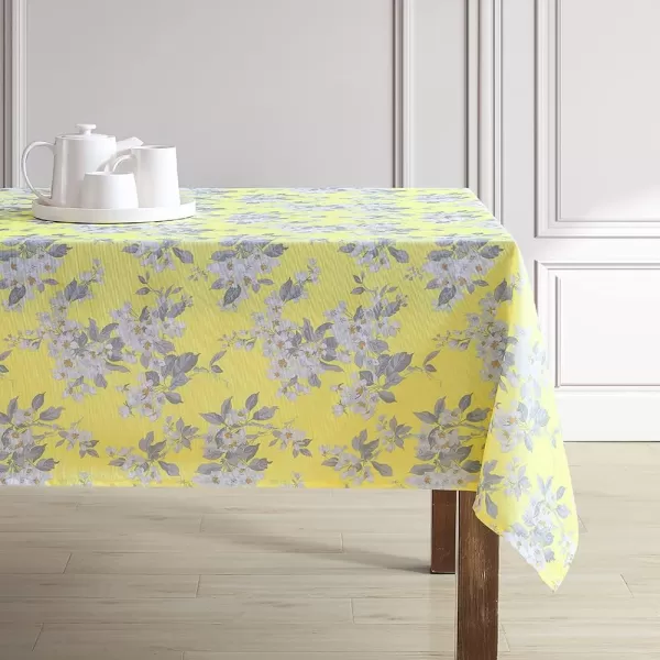 Laura Ashley Decorative Tablecloth, Wrinkle and Stain Resistant, Spillproof Water Repellant, Easy Care Washable Polyester Fabric for Dining, Kitchen, Holiday and Party, 70" Round, Cosmos