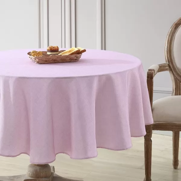 Laura Ashley Decorative Tablecloth, Wrinkle and Stain Resistant, Spillproof Water Repellant, Easy Care Washable Polyester Fabric for Dining, Kitchen, Holiday and Party, 70" Round, Cosmos