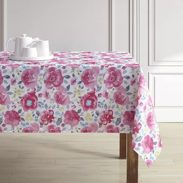 Laura Ashley Decorative Tablecloth, Wrinkle and Stain Resistant, Spillproof Water Repellant, Easy Care Washable Polyester Fabric for Dining, Kitchen, Holiday and Party, 70" Round, Cosmos