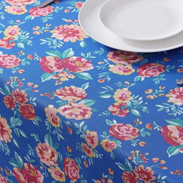 Laura Ashley Decorative Tablecloth, Wrinkle and Stain Resistant, Spillproof Water Repellant, Easy Care Washable Polyester Fabric for Dining, Kitchen, Holiday and Party, 70" Round, Cosmos