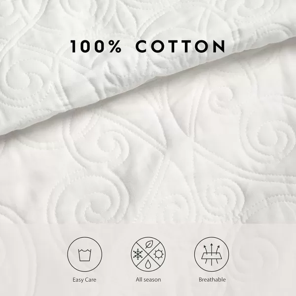 Laura Ashley Felicity Collection Quilt Set-100% Cotton, Reversible, All Season Bedding with Matching Sham, Pre-Washed for Added Softness, Queen, White